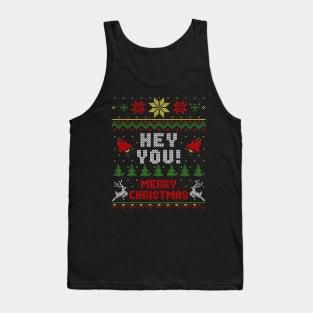 Hey You Merry Christmas Ugly Sweater Style Tank Top